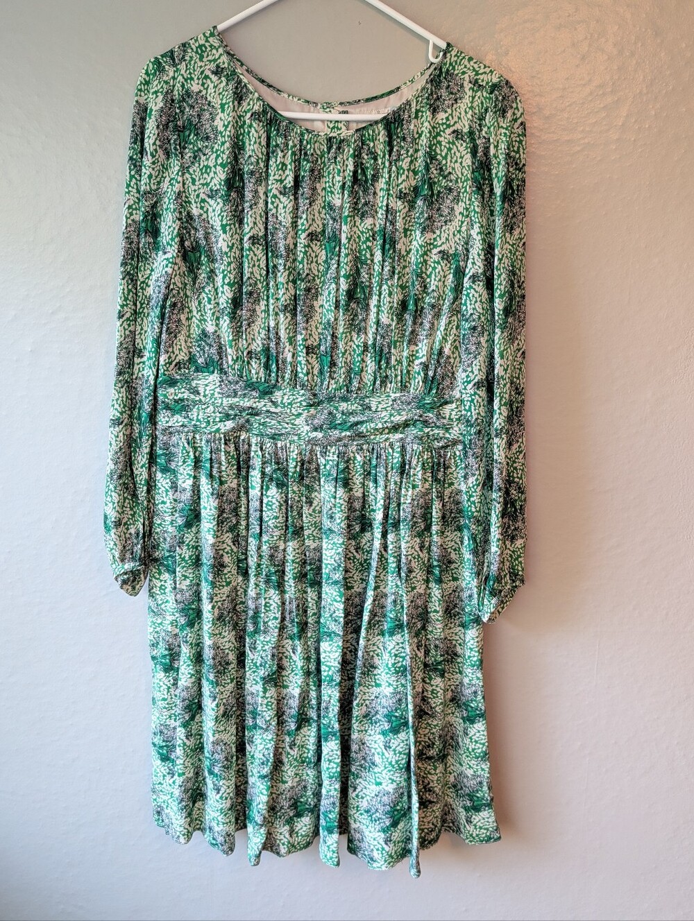 Boden Green Patterned Long-Sleeve Women's Dress